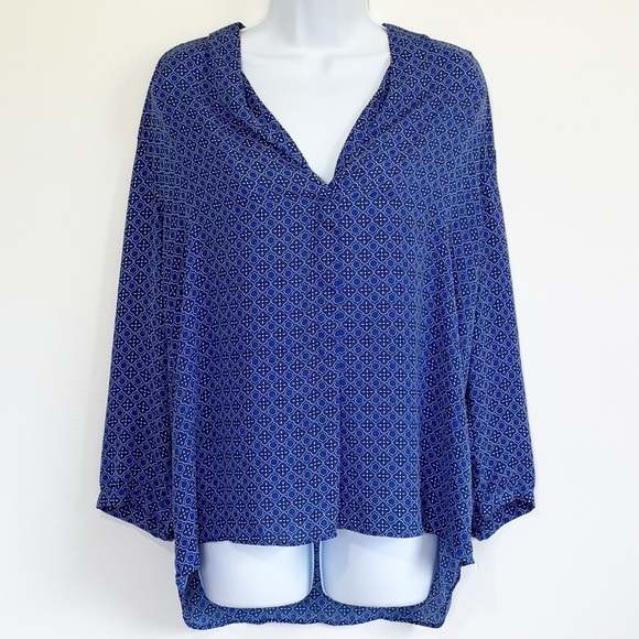 4/25$ LAUNDRY By Shelli Segal Blouse Patterned Workwear Size Large - Picture 1 of 7